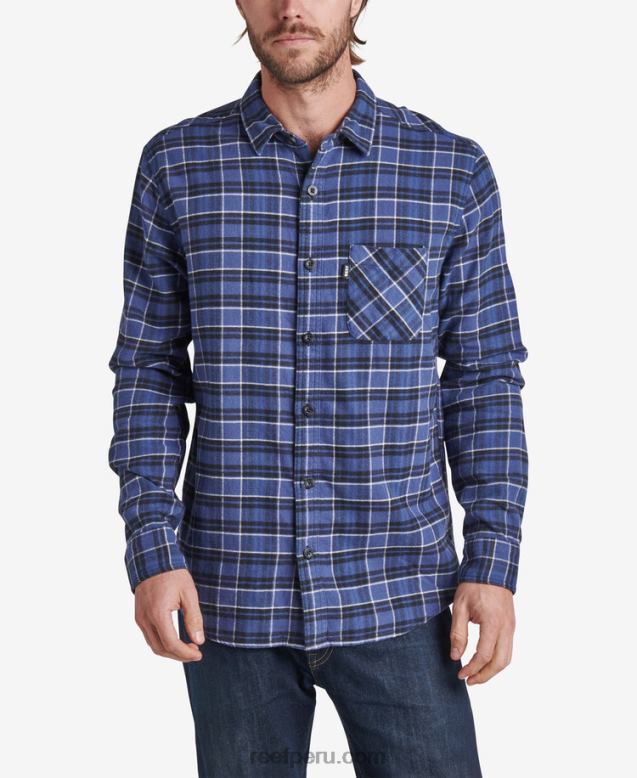 camisa de franela de manga larga kosma azul índigo 0RZL2650 hombres Reef - Image 1