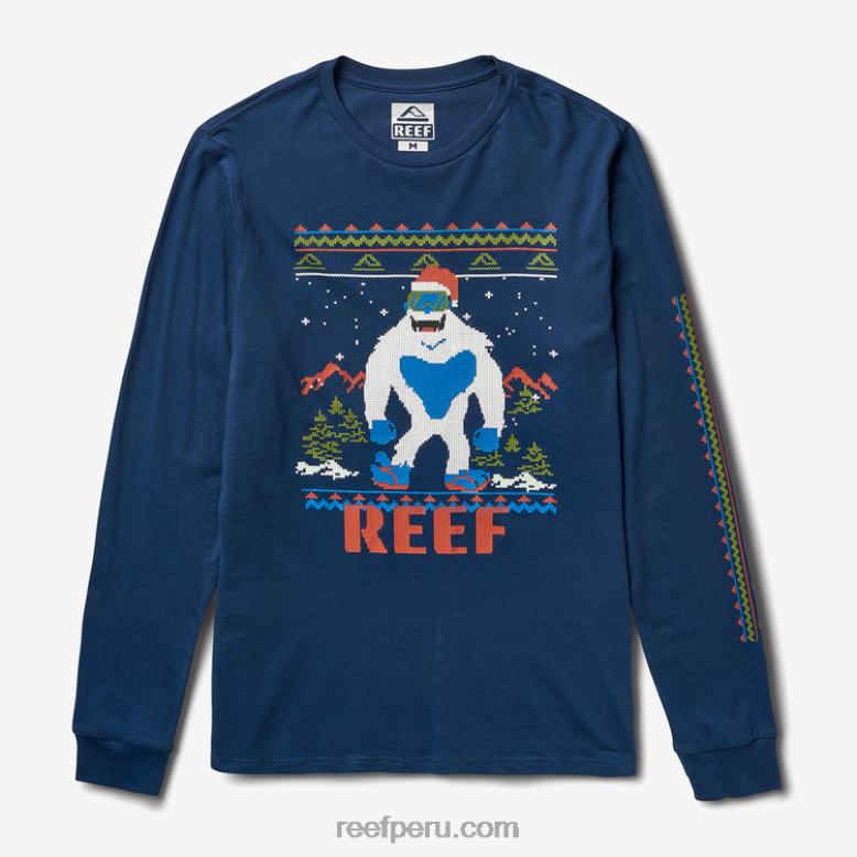 camiseta de manga larga con animal fiestero insignias azules 0RZL2595 hombres Reef - Image 2