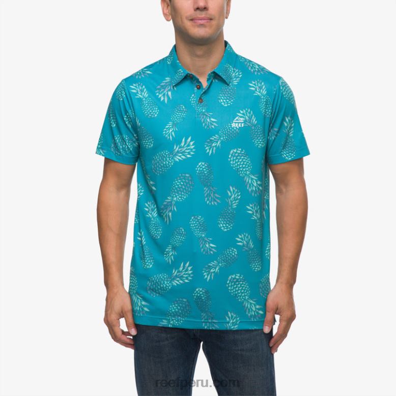 polo de manga corta con volante azulejo azul 0RZL2652 hombres Reef - Image 1
