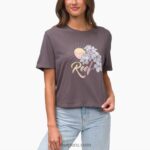 camiseta corta de manga corta plumeria gris 0RZL2279 mujer Reef